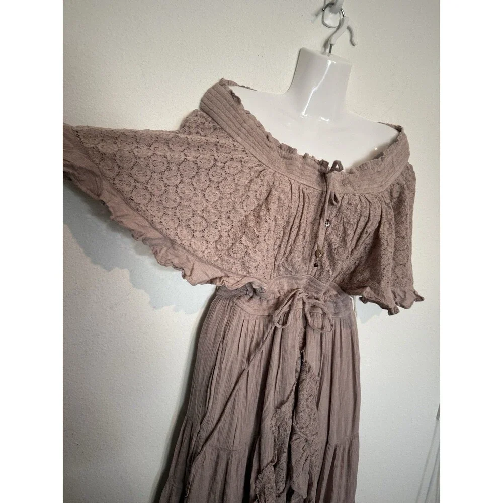 Free People Dancing On Air Maxi Dress Small Blush Paile Pink Flowy Bohemian New
